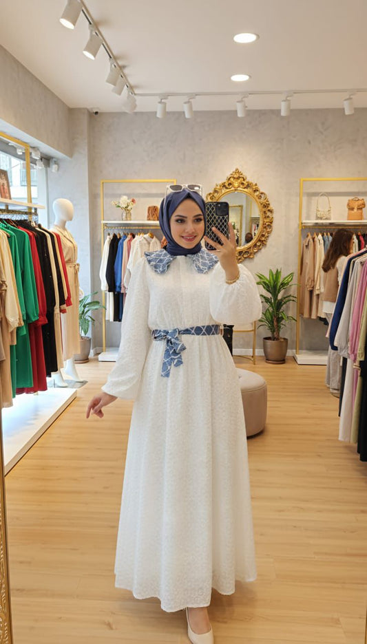 Withe elegance denim dress