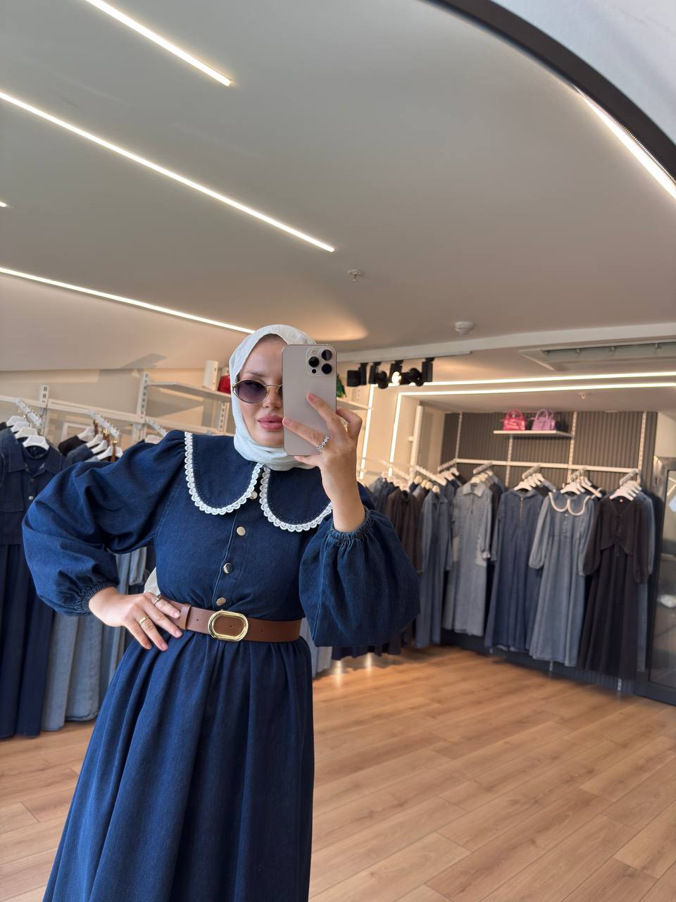 Denim dress avec ceinture