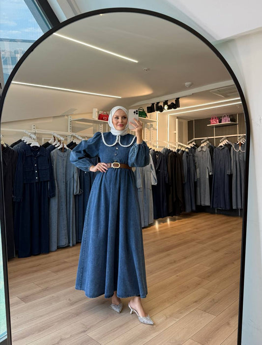 Denim dress avec ceinture