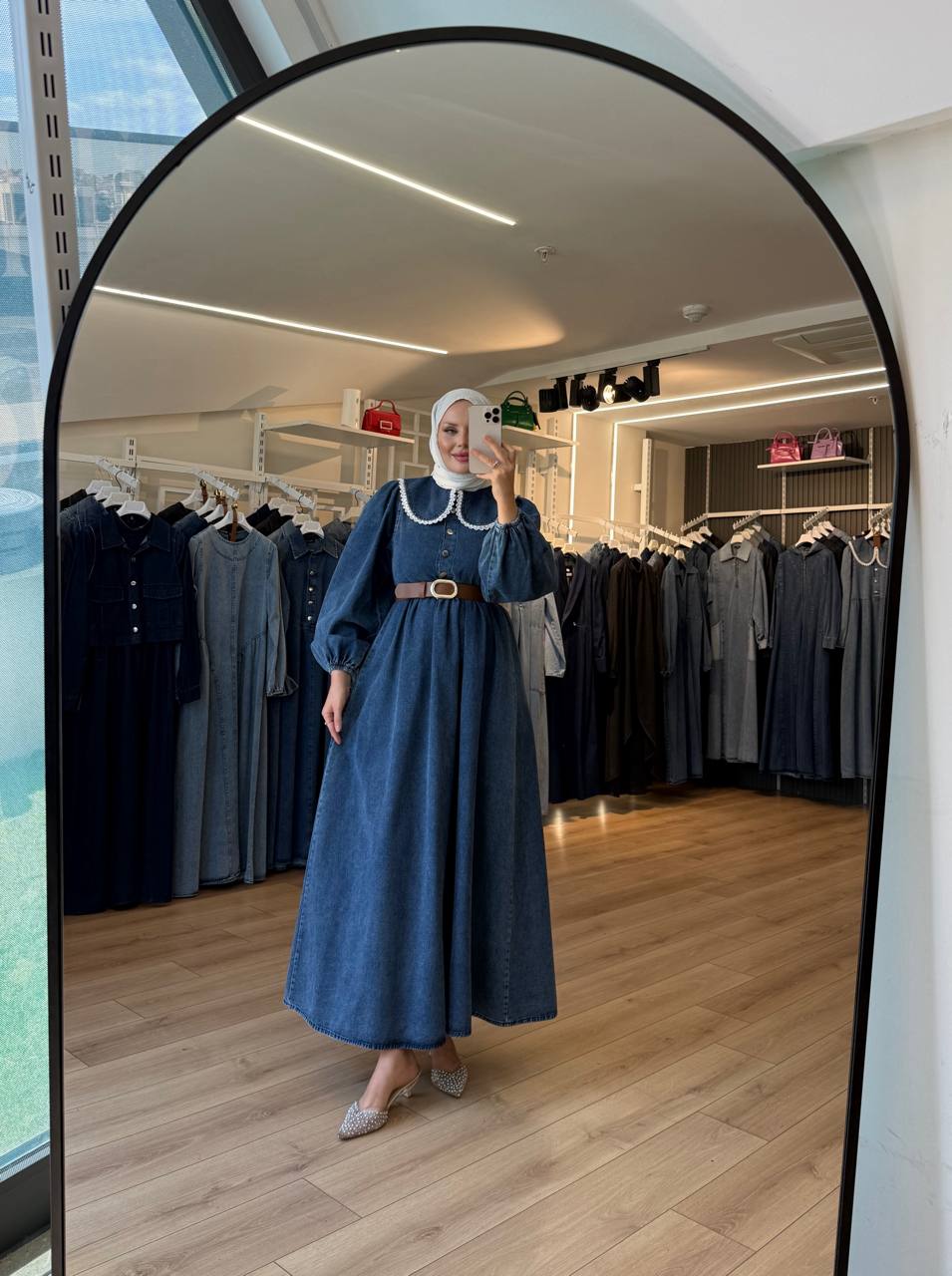 Denim dress avec ceinture