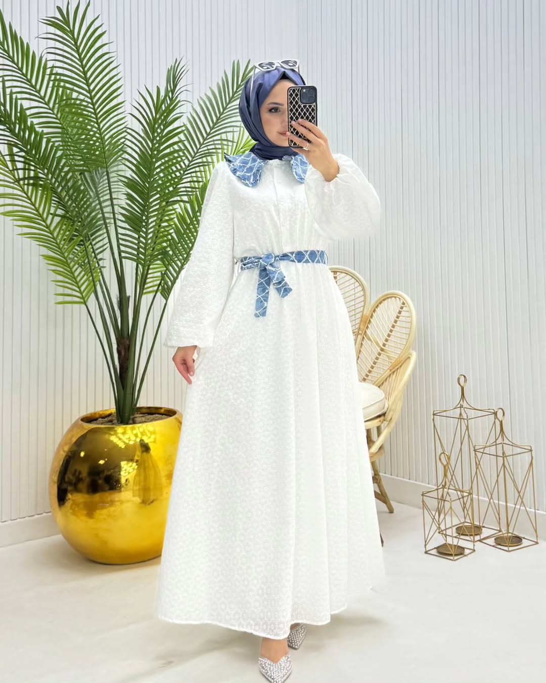 Withe elegance denim dress